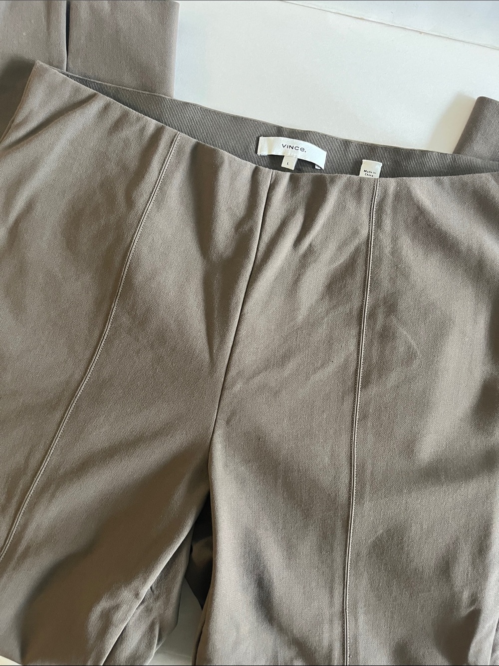 Vince brown pull-on pants with a high rise. size large
